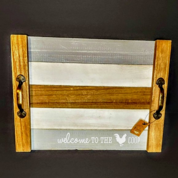 Rustic Living Chicken Themed Wood Serving Tray 🐓 - Picture 2 of 12